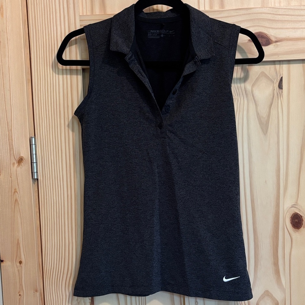 Nike Women's Charcoal Sleeveless Polo Top